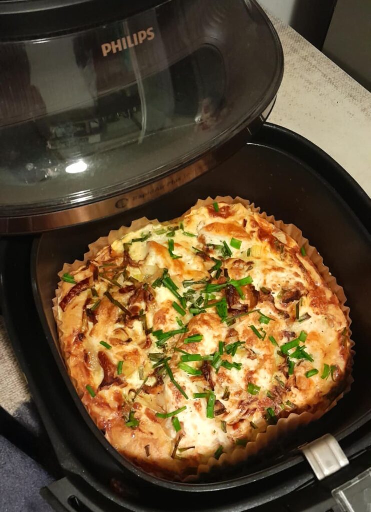 tarta z kurkami i porem z airfryer